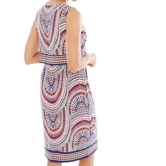 Chico's Size 4 Multicolor Sleeveless Sheath Tribal Disc Dress - Picture 3 of 9